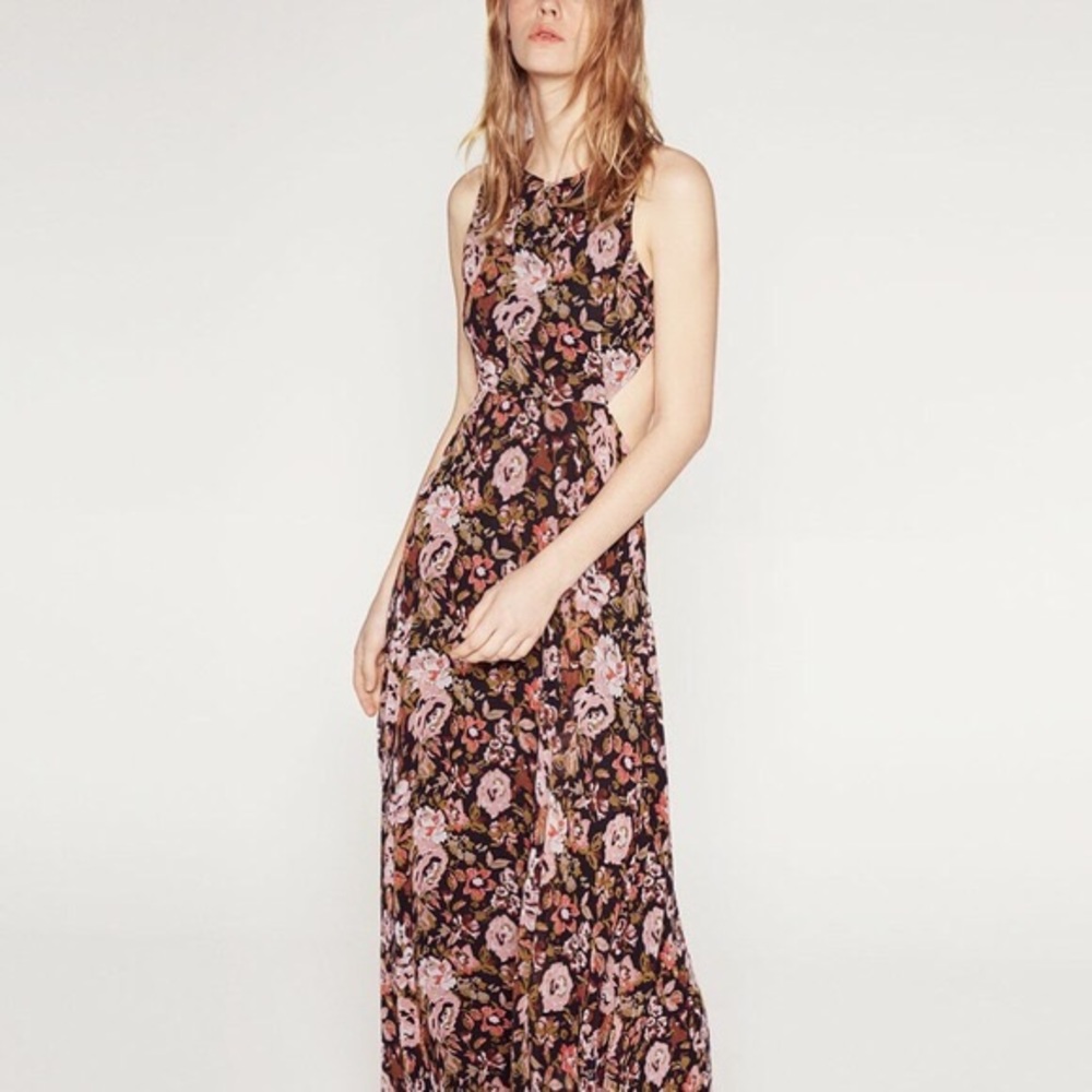 Zara Open Back Floral Pattern Dress SHOWSTOPPER